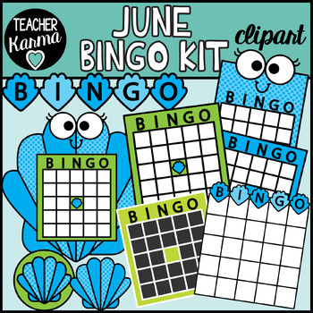 Preview of Seashell BINGO Templates Kit - June BINGO Games for Summer & End of Year