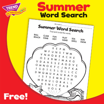 Preview of Seashell Summer Word Find / Word Search & Coloring Page Free Printable