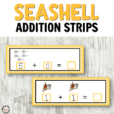 Seashell addition strips for hands on activities