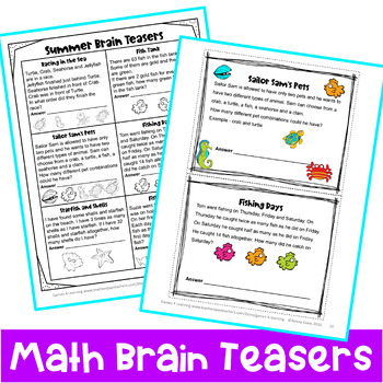 summer math packet puzzle worksheets brain teasers fun summer school activity