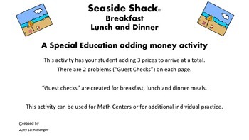Preview of Seaside Shack Adding Money Activity-Distance Learning Available!