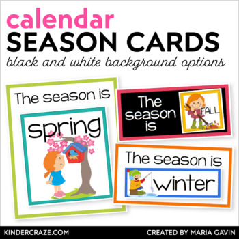 Preview of Classroom Calendar Season Card Set | Season Chart Labels | Season Bulletin Board