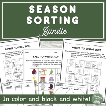 Preview of Season Sorting Worksheet Bundle for Fall, Winter, and Spring