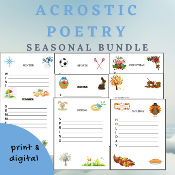 Acrostic Poem Templates Bundle | Poetry | Writing by The Teaching Girl