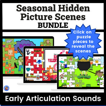 Preview of Hidden Picture Scene Articulation Activities Bundle for Final & Initial Sounds