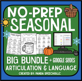 Preview of Seasonal Articulation and Language NO PREP Speech Therapy Bundle