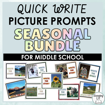 Preview of Seasonal Quick Write Picture Prompts Full Year BUNDLE for Middle School