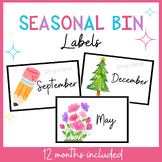 Seasonal Bin Labels | Organization | 12 months | Classroom