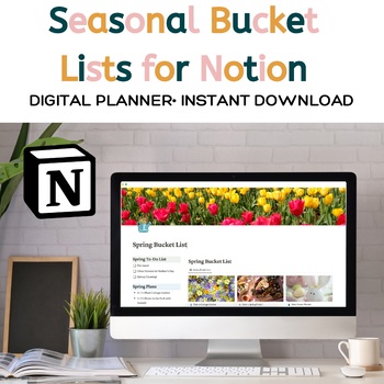 Preview of Seasonal Bucket List or Activities Organizer for Notion Dashboard