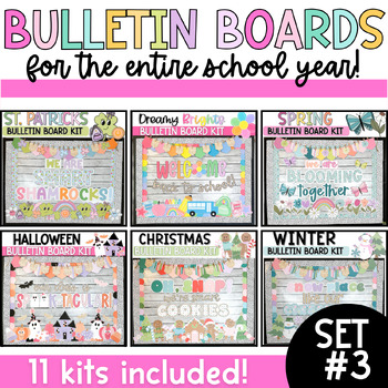Preview of Seasonal Bulletin Board Kits | Year-Long | Themed Holiday Bundle | Volume 3