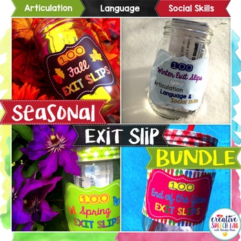 Preview of Seasonal Bundle of 400 Exit Slips for Articulation, Language & Social Skills