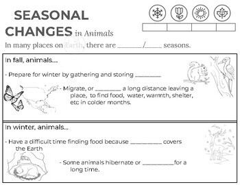 Preview of Seasonal Changes in Animals - Doodle Notes