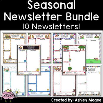 Preview of Seasonal Classroom Newsletter Templates - Set of 10