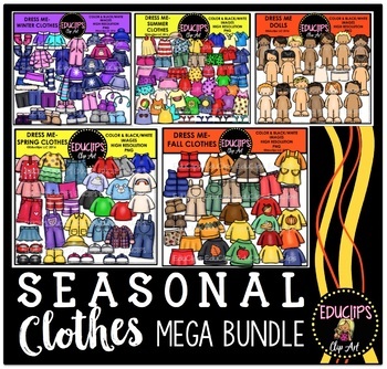 Preview of Seasonal Clothes Clip Art Mega Bundle {Educlips Clipart}