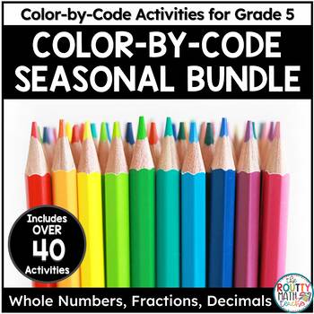 Preview of Color by Code Activities: Seasonal and Holiday Math Bundle