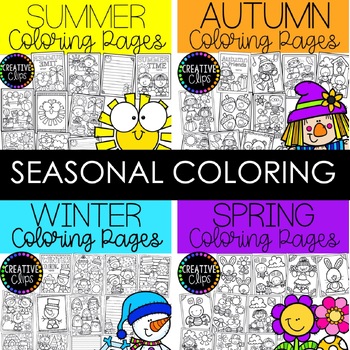 Preview of Seasonal Coloring Pages Bundle {Summer, Fall, Winter, Spring Coloring Pages}