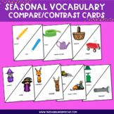 Seasonal Compare and Contrast Vocabulary Task Cards