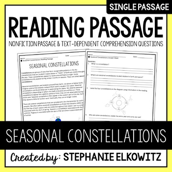 Preview of Seasonal Constellations Reading Passage | Printable & Digital