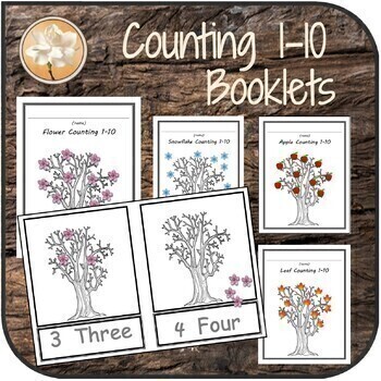 Preview of Seasonal Counting 1 to 10 Booklets - Montessori One to One Correspondence