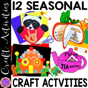 Preview of Seasonal Crafts Bundle | Easy Craft Templates for All Year Round Holidays K-2