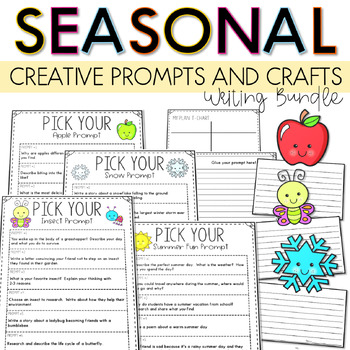 Preview of Seasonal Creative Writing Prompts Choice Board and Printable Craft Templates