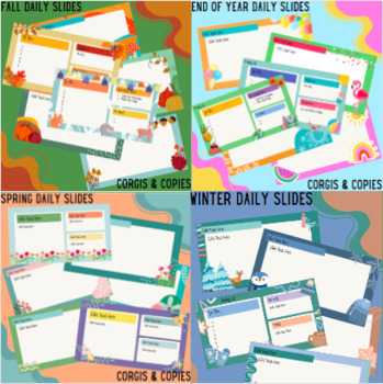 Preview of Seasonal Daily Agenda Google Slides Bundle