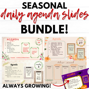 Preview of Seasonal Daily Agenda Slides Classroom GROWING BUNDLE