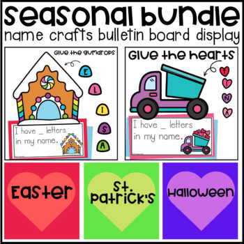 Preview of Seasonal Day Name Craft Holiday Bulletin Board Activity Growing Bundle