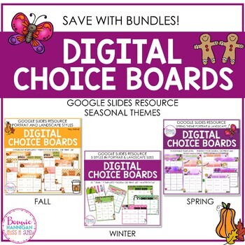 Preview of Seasonal Digital Choice Boards Bundle - Editable!