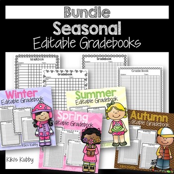 Preview of Seasonal Editable Grade Book Sheets BUNDLE