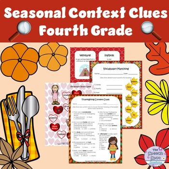 Preview of Seasonal Elementary Vocabulary Context Clues Activity BUNDLE (Grade 4)