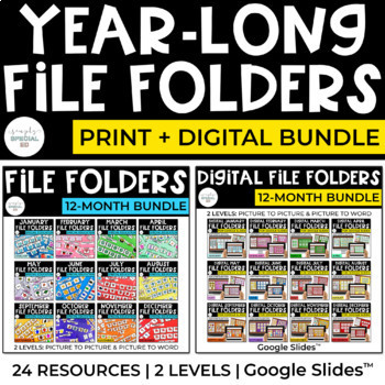 Preview of Seasonal File Folders | Print + Digital Year-Long Bundle | Special Education