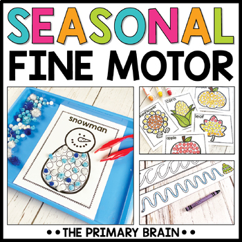 Preview of Fine Motor Skills Seasonal Centers Practice | 4 Seasons Bins Winter Activities