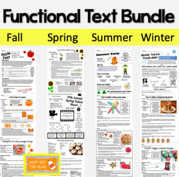 Preview of Functional Text Seasonal Bundle: Fall, Winter, Spring, Summer Passages