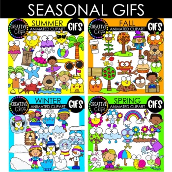 Preview of Seasonal GIFs Bundle: Spring, Summer, Fall, Winter Animated Clipart