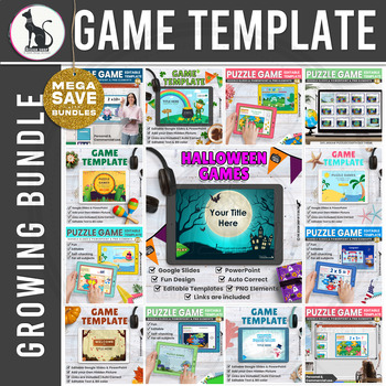 Preview of Digital Resources Google Slides Templates Puzzle Game Seasonal Growing Bundle