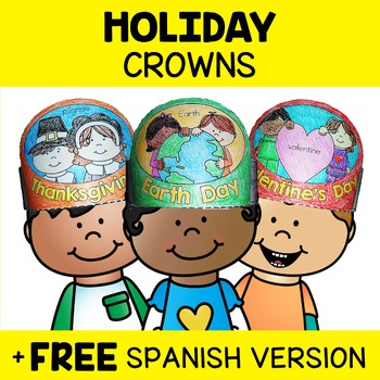 Preview of Holiday Crown Craft Templates + FREE Spanish