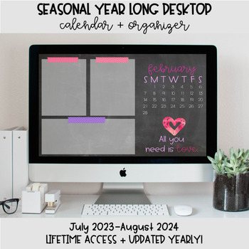 Preview of Seasonal/Holiday Desktop Organization Wallpaper + Calendar