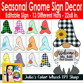 Preview of Seasonal Holiday Gnome Theme Classroom Decor Decoration Door Hall Sign Poster