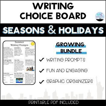 Preview of Seasonal & Holidays: Writing Choice Boards (Growing Bundle)
