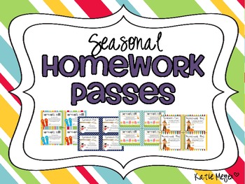 Preview of Seasonal Homework Passes: Spring, Summer, Fall, Winter