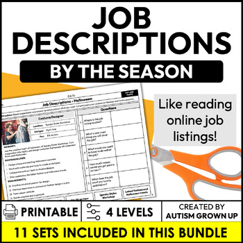 Preview of Seasonal Job Descriptions | Life Skills Worksheets Bundle
