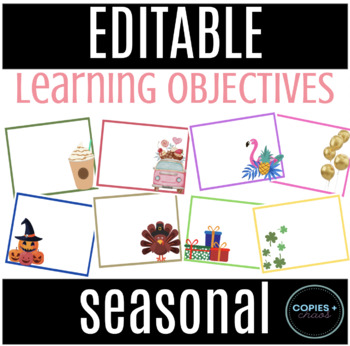 Preview of Seasonal Learning Objective Cards | Editable