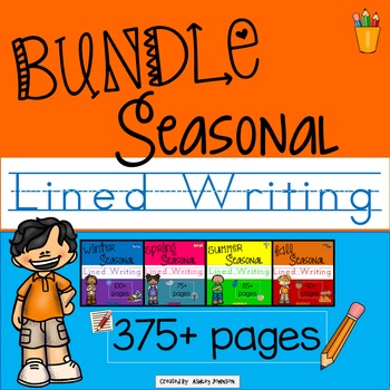 Preview of Seasonal Lined Writing Paper BUNDLE Winter, Fall, Spring, and Summer