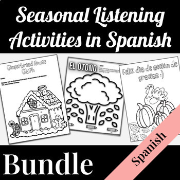 Preview of Spanish Listening Activities Bundle | Fall | Winter | Thanksgiving | Christmas