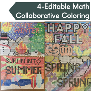Preview of Seasonal Math Activities│Collaborative Coloring Poster Bulletin Board│Editable
