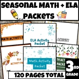 Seasonal Math + ELA Activity Packets Bundle (Fall, Winter,
