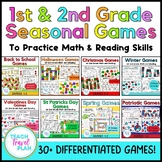 Seasonal Math & Reading Games Bundle - 1st Grade Games - 2