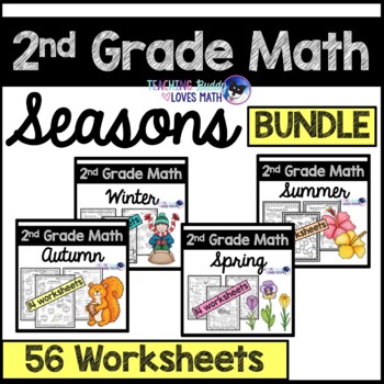 Preview of Seasonal Math Worksheets for the Whole Year 2nd Grade Common Core Bundle