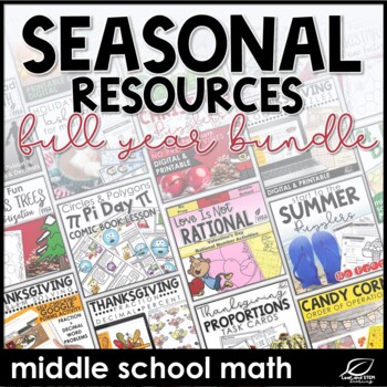 Preview of Seasonal Middle School Math Bundle